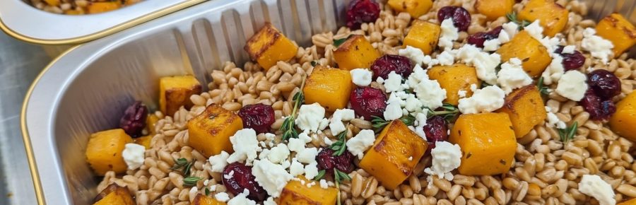 Spiced Farro and butternut squash salad